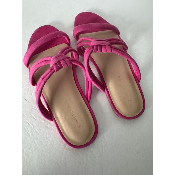 NEW Stuart Weitzman Pink Suede Twist Knot Flat Sandal Size 7 EU 37.5 - Picture 3 of 5